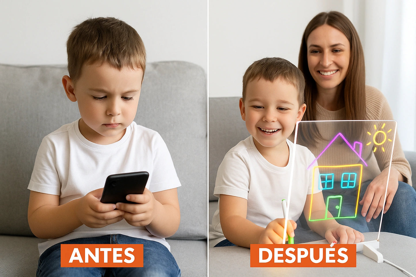 Tablero LED Neón 30×20 cm — ¡Creatividad Iluminada para Niños y Adultos!