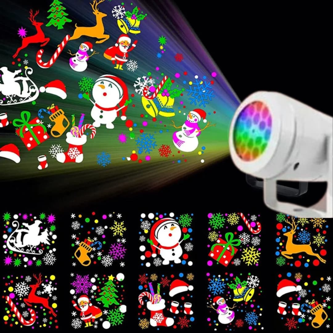 Proyector Navideño LED 🎄+ de 50 figuras que cubrirán tu casa