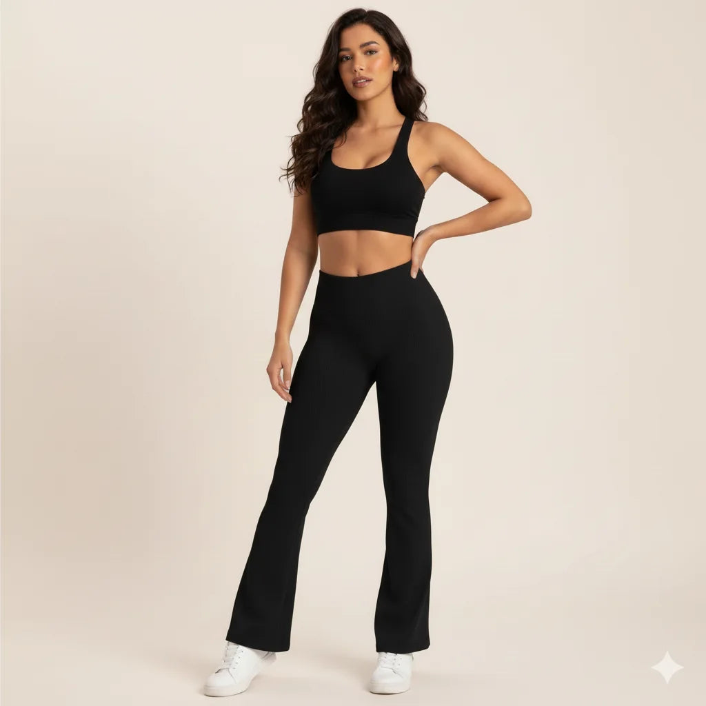 Leggings Bota Campana-Cintura Alta: Estilo que Moldea, Comodidad que Acompaña