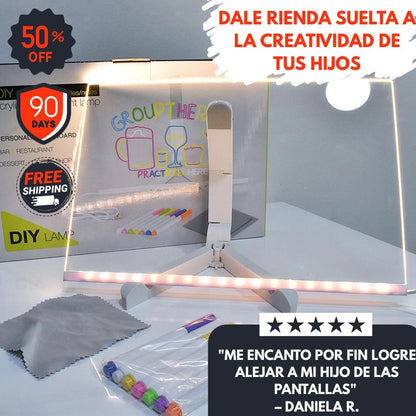 Tablero LED Neón 30×20 cm — ¡Creatividad Iluminada para Niños y Adultos!