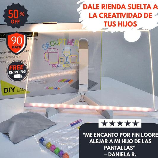 Tablero LED Neón 30×20 cm — ¡Creatividad Iluminada para Niños y Adultos!