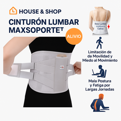Cinturón Lumbar MAXSoporte – Alivio y soporte lumbar todo el día.